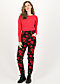 High Waist Trousers non smoking, ornate roses, Trousers, Black