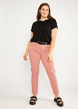 logo mid waist 5-pocket pants, old rose, Trousers, Pink