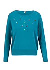 Knitted Jumper rosebud, romantic dusty blue, Cardigans & lightweight Jackets, Blue