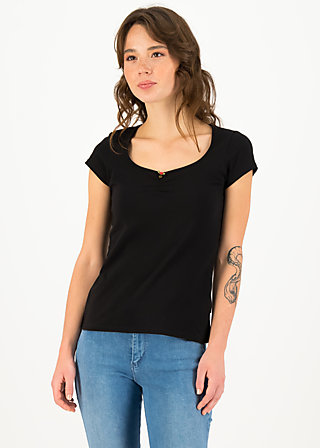 T-Shirt logo shortsleeve feminin, basic black, Shirts, Black