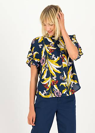 Summer blouse Cubistic Romance, fleurs d'hibiscus, Blouses & Tunics, Blue