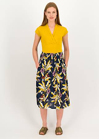 Midi Skirt Ease of Peace, fleurs d'hibiscus, Skirts, Blue