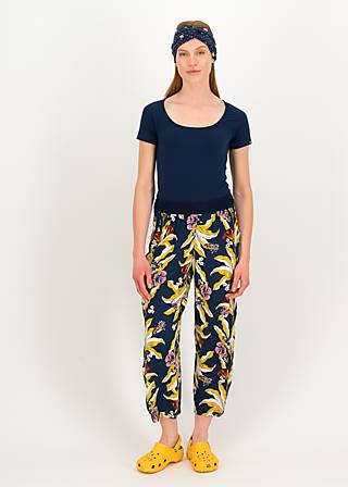 Summer Pants Flatterby Oval, fleurs d'hibiscus, Trousers, Blue