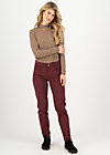 Hipsters mid waist slim 5-pocket, burgundy wine, Trousers, Red