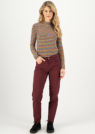 Hipsters mid waist slim 5-pocket, burgundy wine, Trousers, Red