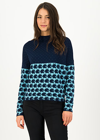 Strickpullover long turtle, knit blue apple, Pullover & Sweatshirts, Blau