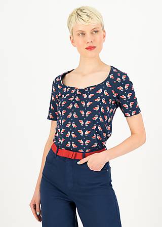 T-Shirt Balconnet Féminin, chirping bird, Shirts, Blue