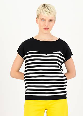 Knitted Top New Wave Pinup, inky black stripe, Shirts, Black
