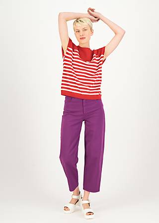 Knitted Top New Wave Pinup, inky red stripe, Shirts, Red