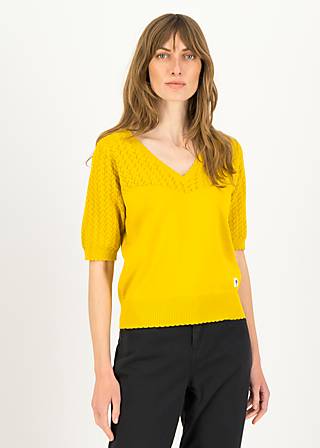 Knitted Jumper Pretty Preppy Crewneck, yellow pigtail knit, Cardigans & lightweight Jackets, Yellow